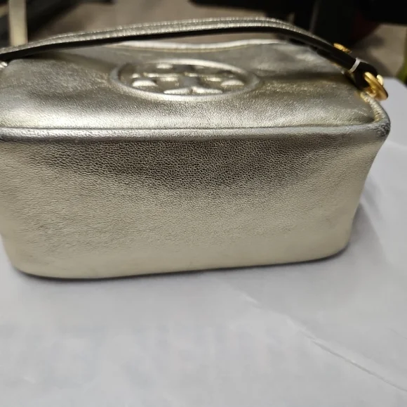 Tory Burch Perry Bombe Mini Metallic Leather Crossbody Bag - Picture 5 of 9